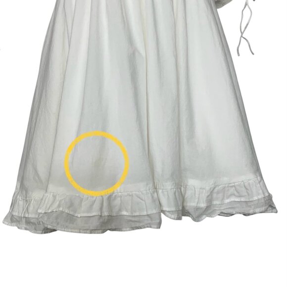 En Saison Puff-Sleeve Mini Dress S White Empire Waist Ruffle Trim Anthropologie - Picture 6 of 13